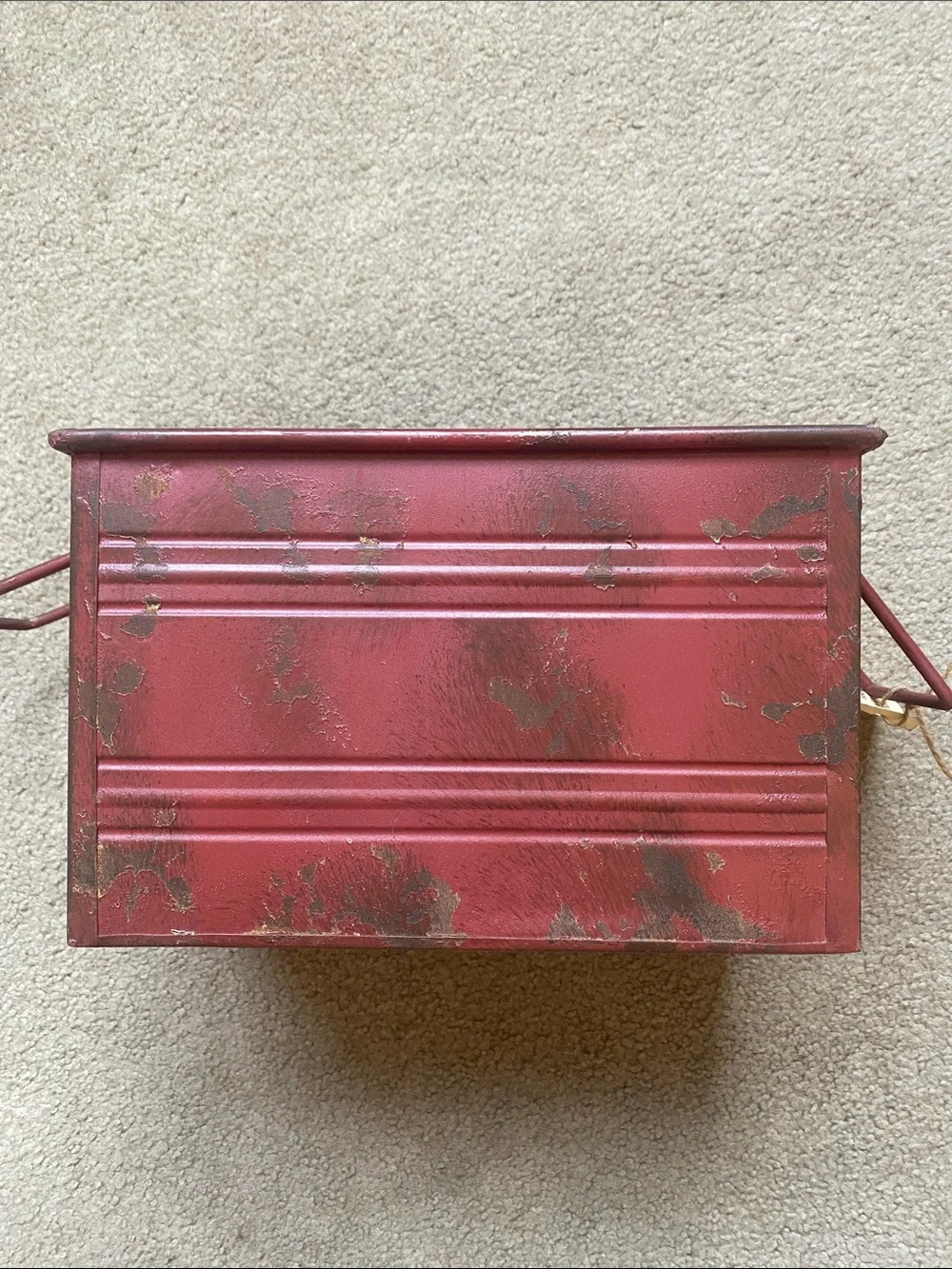 Creative Co-Op Distressed Red Metal Storage Bin